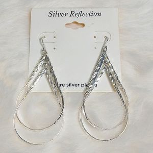 Silver Reflections Pure Silver Plated Double Hoop Earrings NWT